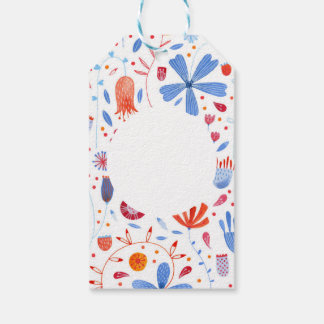 Blommigtens vattenfärg presentetikett