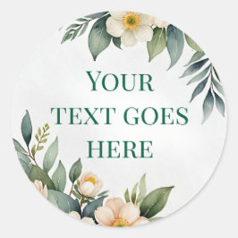 blommigtens vattenfärgdekal för text av krans runt klistermärke