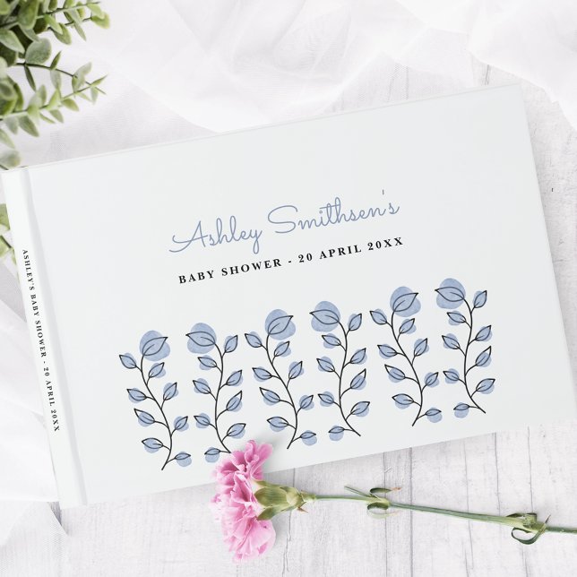 Blommigtens vattenfärgsbabyskare (blå) gästböcker (Skapare uppladdad)