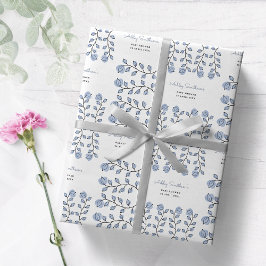 Blommigtens vattenfärgsbabyskare (blå) presentpapper