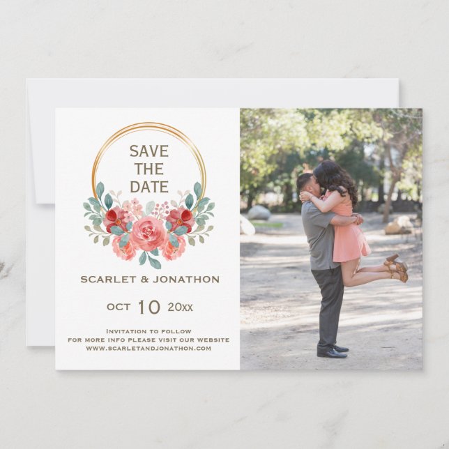 Blommigtens vattenfärgsfall Spara datumfotokortet Spara Datumet (Framsida)