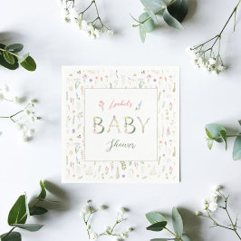Blommigtens vattenfärgsfilter Alphabet Baby Shower Pappersservett
