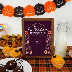Blommigtens vattenfärgsmiddag för Thanksgiving Poster