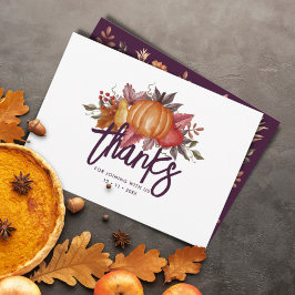 Blommigtens vattenfärgsmiddag för Thanksgiving  Tack Kort