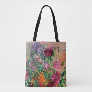 Blommigtens vattenfärgsutseende Needlepoint-utsee Tygkasse