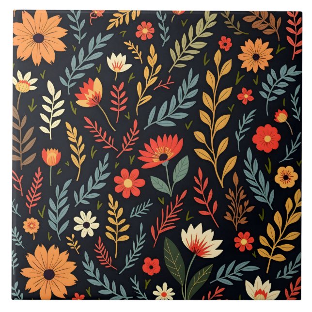 Blommigtens Vintage - vacker populärsamling Kakelplatta (Framsidan)