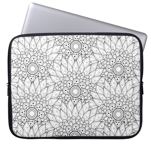 Blommigtträdgårdklotter Laptop Sleeve (Framsidan)