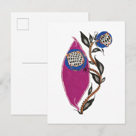 Blommillustration i stenciltryckstil vykort