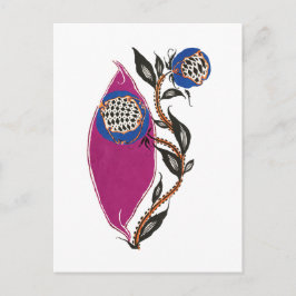 Blommillustration i stenciltryckstil vykort