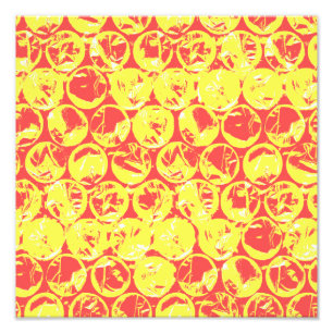 Blommkonst med röd och gult fototryck