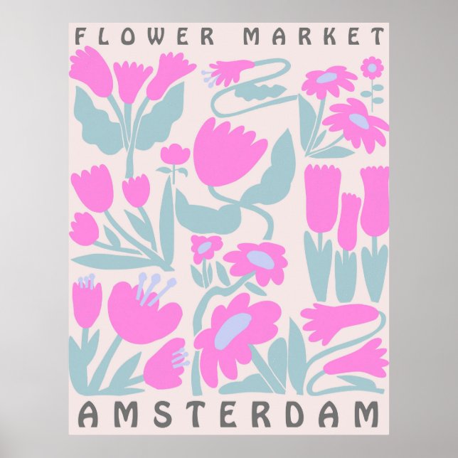 Blommmarknaden Amsterdam Poster Blommigt Aestesisk (Framsidan)