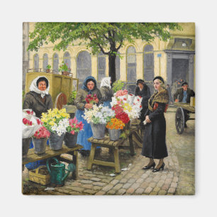 Blommmarknaden i Hojbro Plads Paul Fischer Magnet