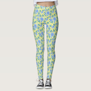 Blommönster.06.FR Lbluex4. Gult BG Leggings