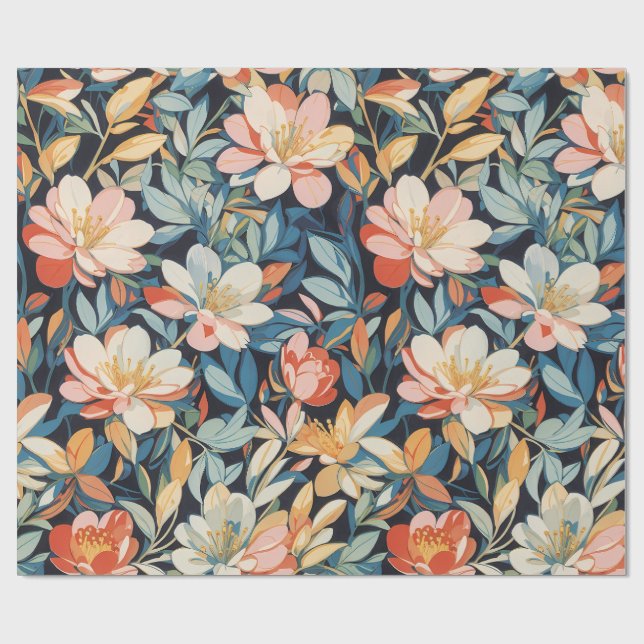 Blommönster 10 | Papper radbrytning Presentpapper (Platt)