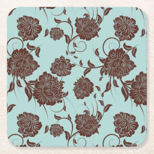 Blommönster 13 underlägg papper kvadrat
