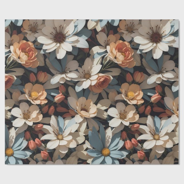 Blommönster 14 | Papper radbrytning Presentpapper (Platt)