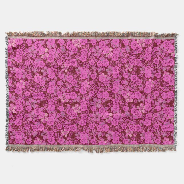 Blommönster 15.Rosa DRed BG Filt (Framsidan)