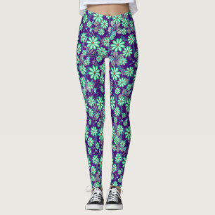 Blommönster 17.b Lila BG Leggings