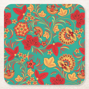 Blommönster 2 underlägg papper kvadrat