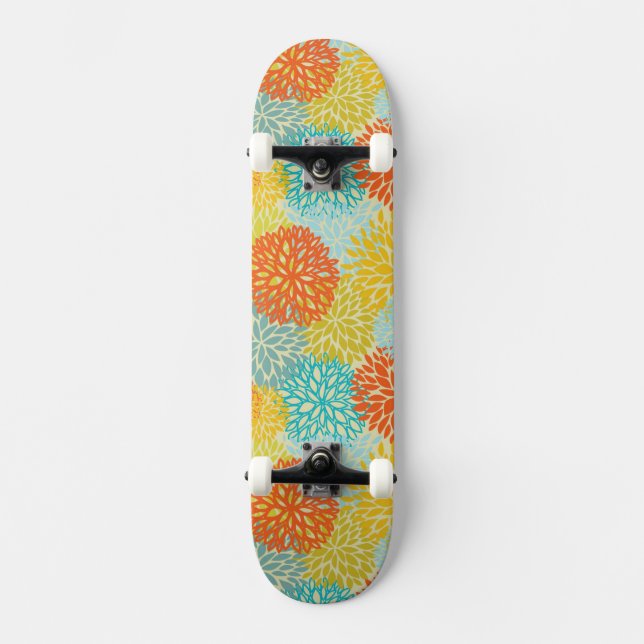 Blommönster 3 skateboard bräda 20,5 cm (Framsida)