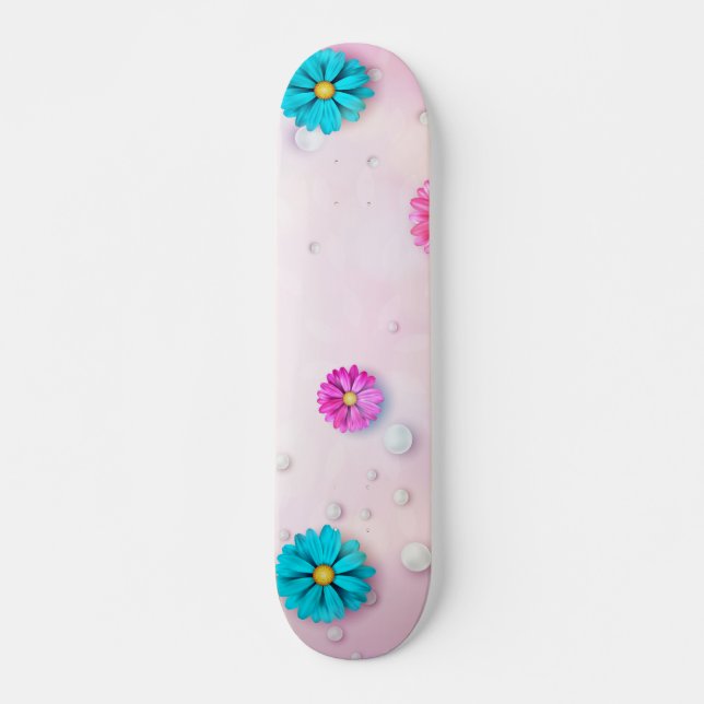 Blommönster 7 mini skateboard bräda 18,5 cm (Framsida)