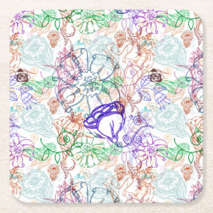 Blommönster 8 underlägg papper kvadrat