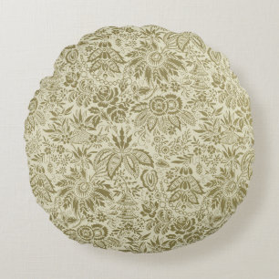 Blommönster Antique Damask Paisley Rund Kudde