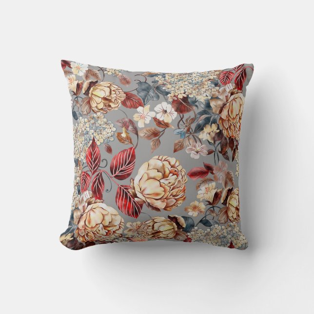 Blommönster, art nouveau stil. kudde (Framsida)