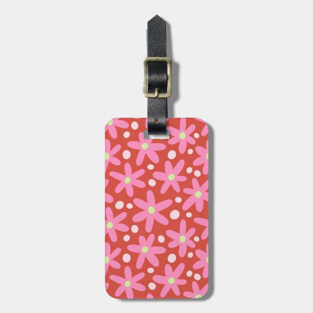 Blommönster av abstrakta rosa tusenskönor bagagebricka (Vertikal Framsida)