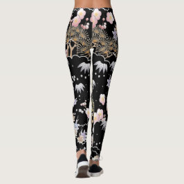 Blommönster av Black Rosa Cherry Blommar Elegant  Leggings
