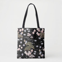 Blommönster av Black Rosa Cherry Blommar Elegant  Tygkasse