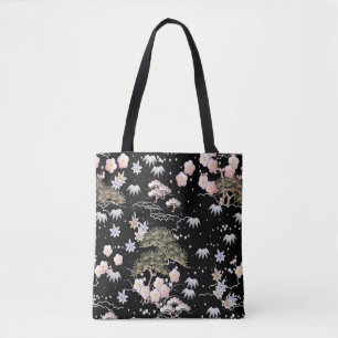 Blommönster av Black Rosa Cherry Blommar Elegant Tygkasse