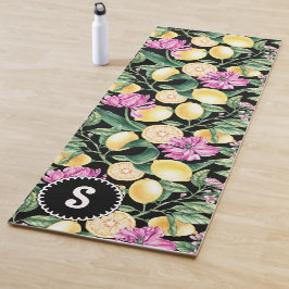 Blommönster av citroner och tulpaner | Citrus Mono