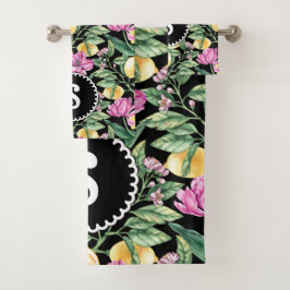 Blommönster av citroner och tulpaner | Citrus Mono