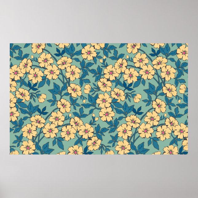 blommönster av elegant i liten hand, ritblomma. poster (Framsidan)