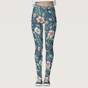 Blommönster av elegant med Blommar för Rosa och kr Leggings