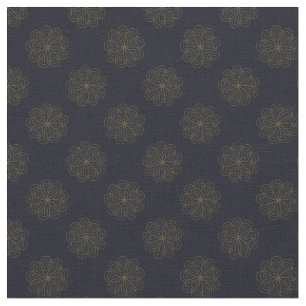 Blommönster av Eleganten Blue och Guld Tyg
