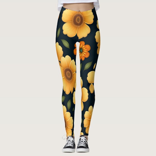 Blommönster av Gult av dimill Leggings (Framsida)