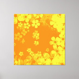 Blommönster av gult och orange canvastryck