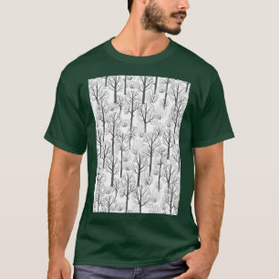 Blommönster av lövlös träd i vinterskog t shirt