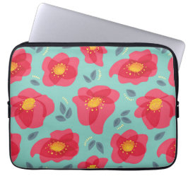 blommönster av snyggt i rosa och blått laptop sleeve