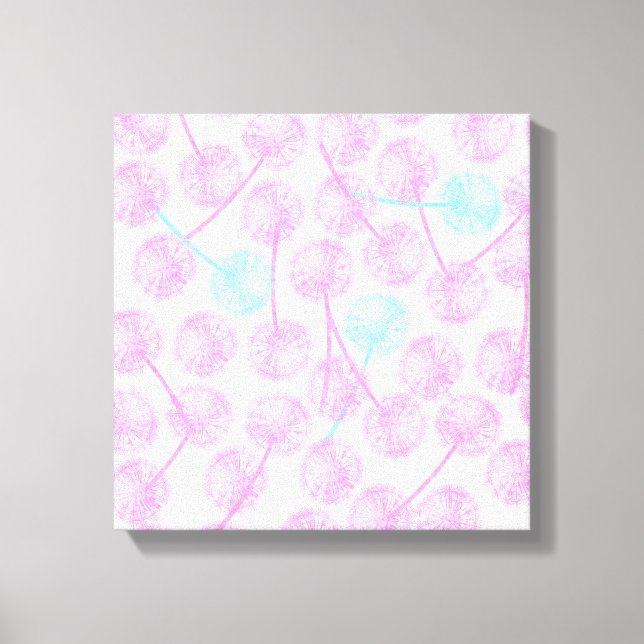 blommönster av sommardandelion med rosa vattenfärg canvastryck (Framsida)