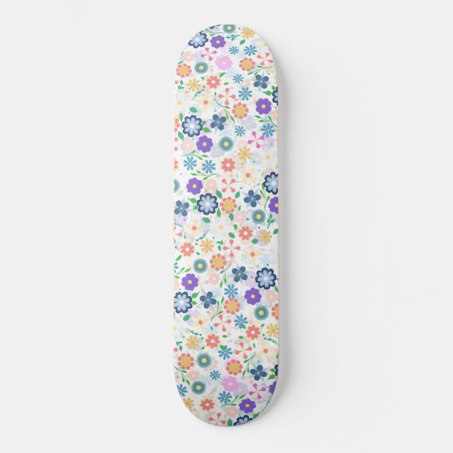 Blommönster av sötfärgad doitsy mini skateboard bräda 18,5 cm (Framsida)