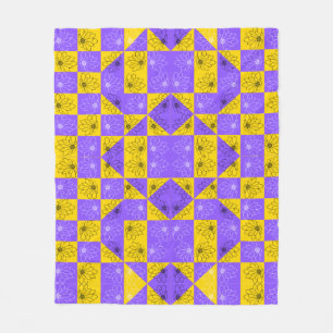 Blommönster av syntetiskt Geometric chessboard Fleecefilt