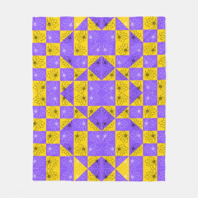 Blommönster av syntetiskt Geometric chessboard Fleecefilt (Framsidan)