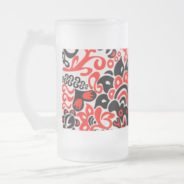 Blommönster av ukrainsk folkkonst frostat ölglas (Vänster)