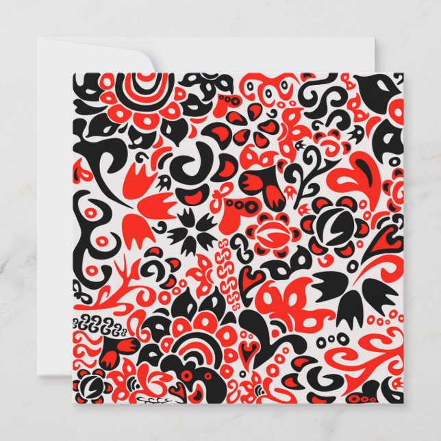 Blommönster av ukrainsk folkkonst inbjudningar (Framsida)