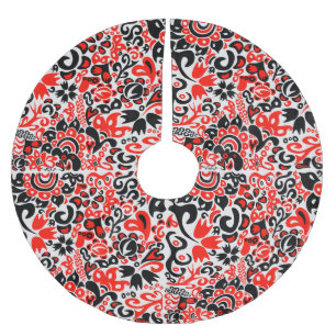 Blommönster av ukrainsk folkkonst julgransmatta borstad polyester