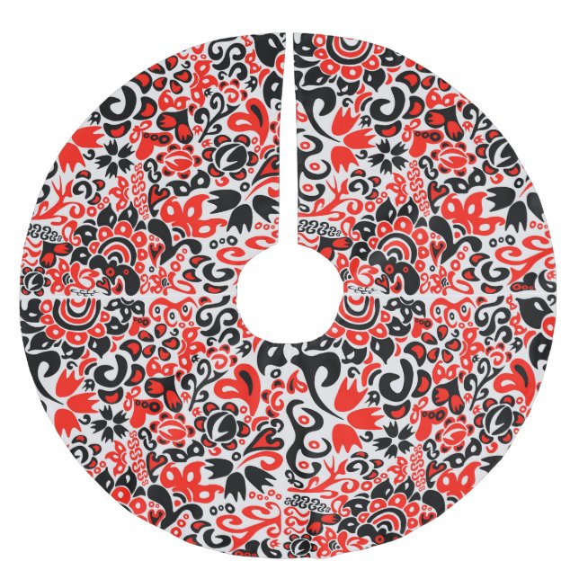 Blommönster av ukrainsk folkkonst julgransmatta borstad polyester (Framsidan)