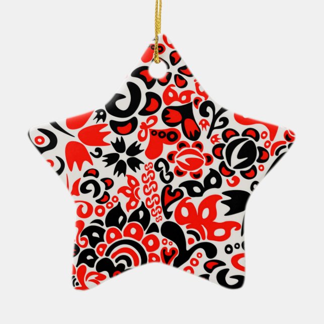 Blommönster av ukrainsk folkkonst julgransprydnad keramik (Framsidan)